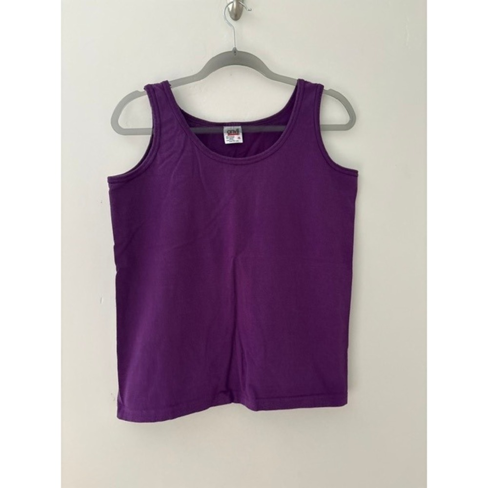 Vintage Anvil Purple Tank Top 100 Cotton Made in USA Size M Scoop Neck Tank